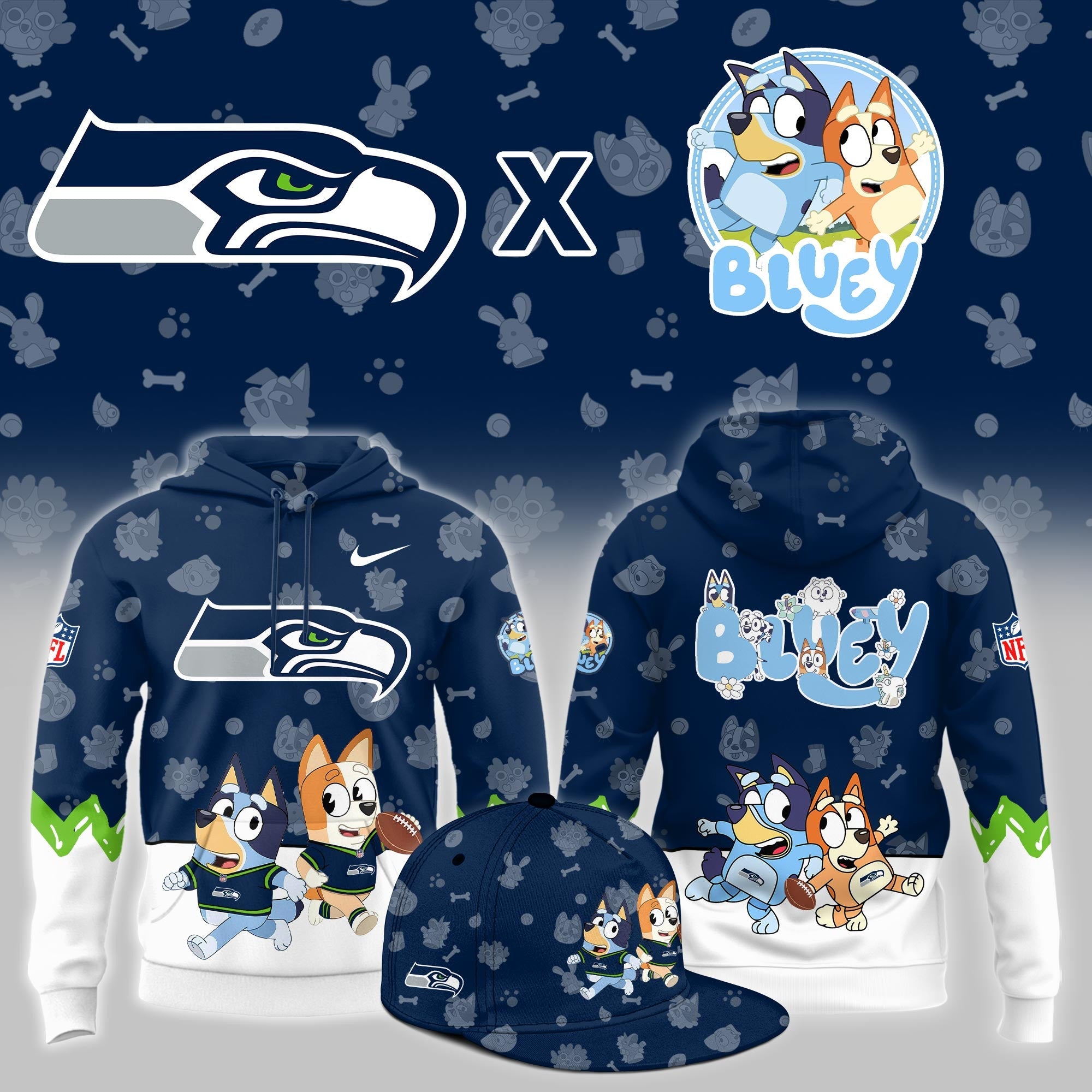 S.Seahawks x Bluey Night Limited Hoodie
