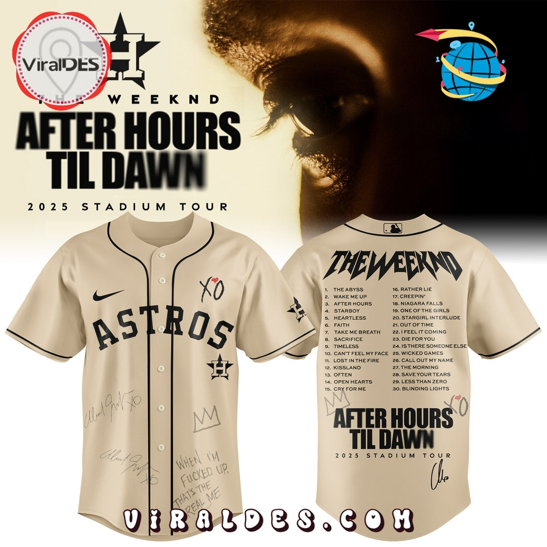 Houston Astros x The Weeknd After Hours Til Dawn Baseball Jersey