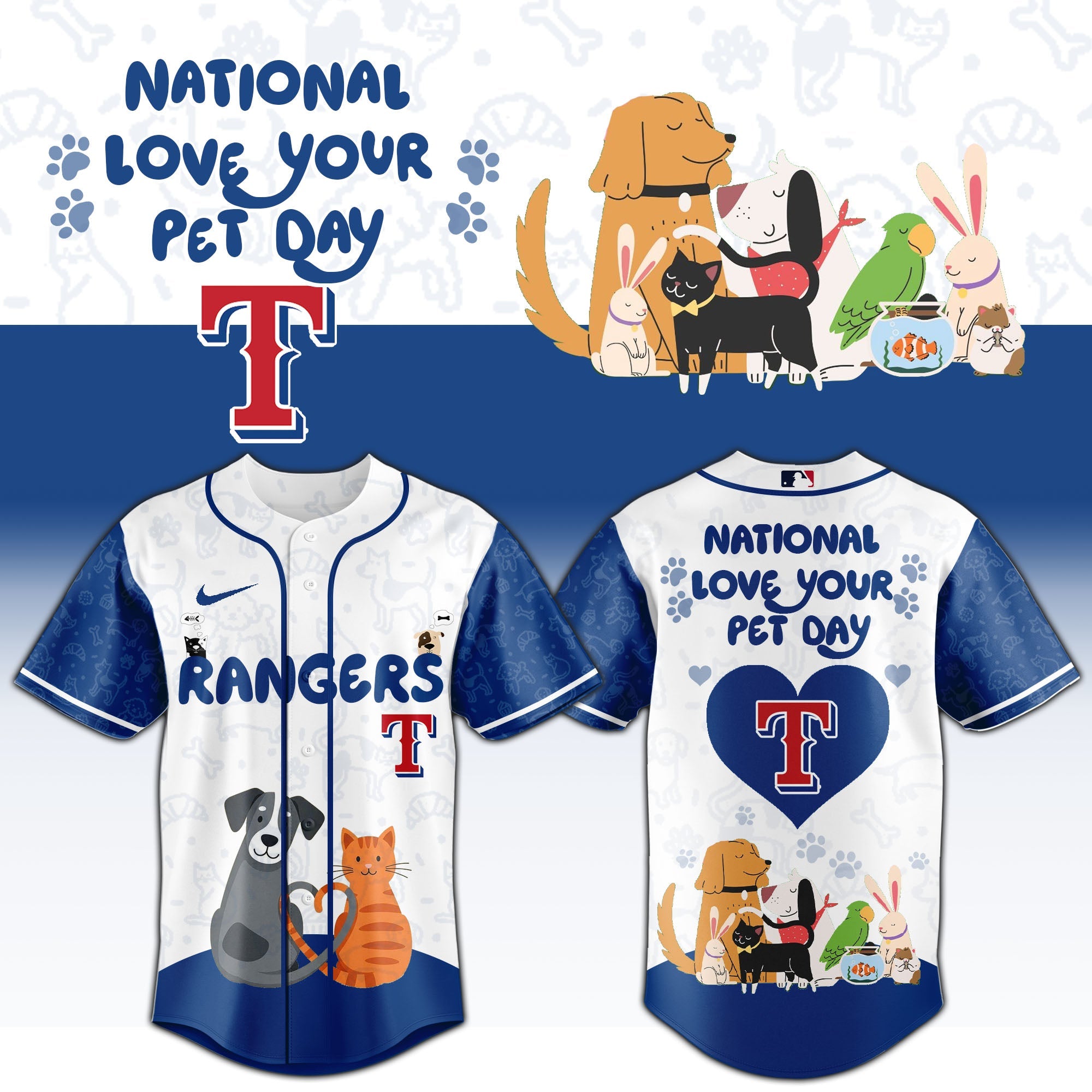 TEX Rangers special National Love Your Pet Day Limited Edition Jersey