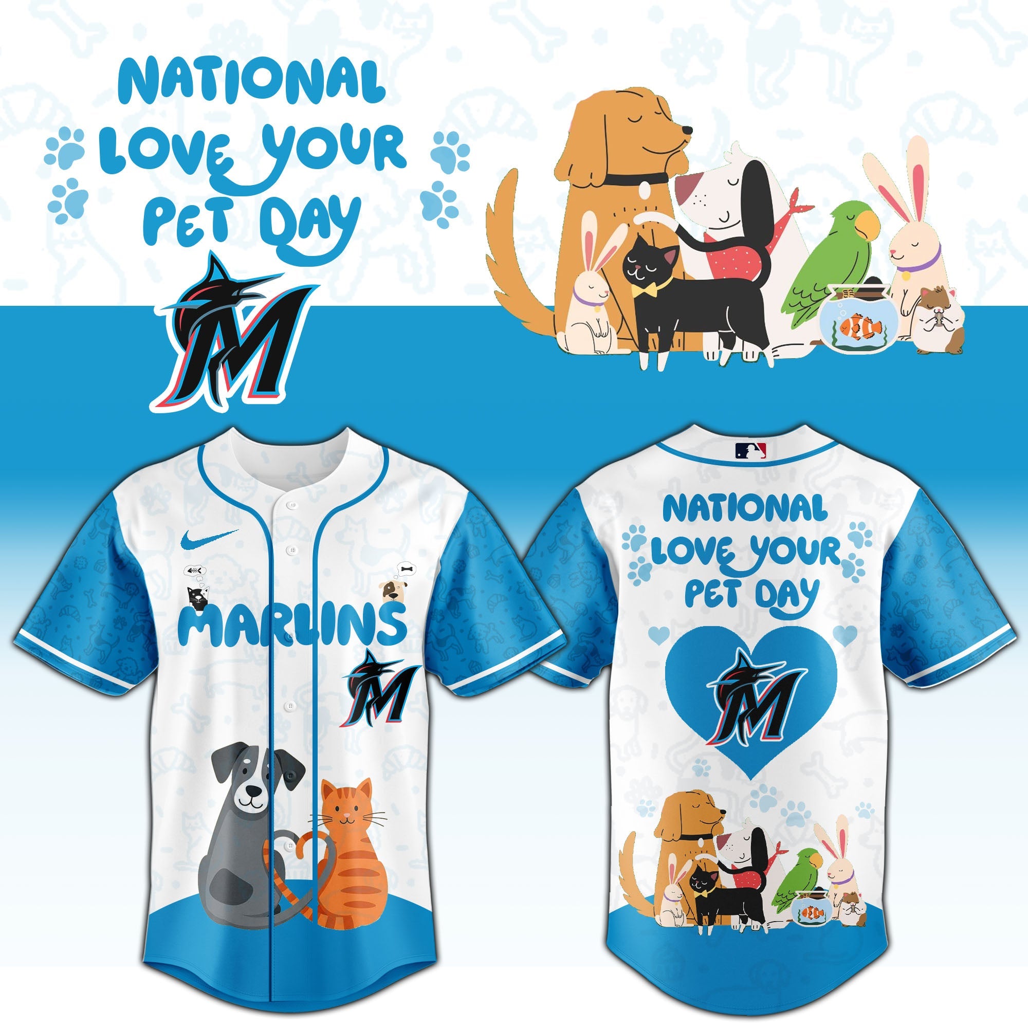 MIA Marlins special National Love Your Pet Day Limited Edition Jersey
