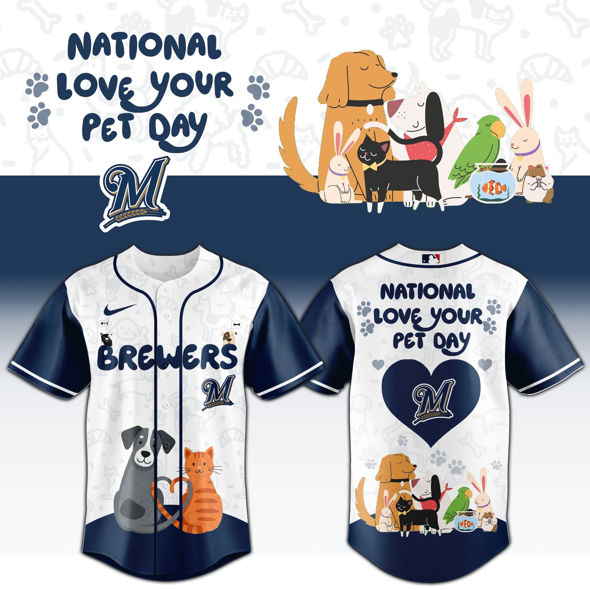 MIL Brewers special National Love Your Pet Day Limited Edition Jersey