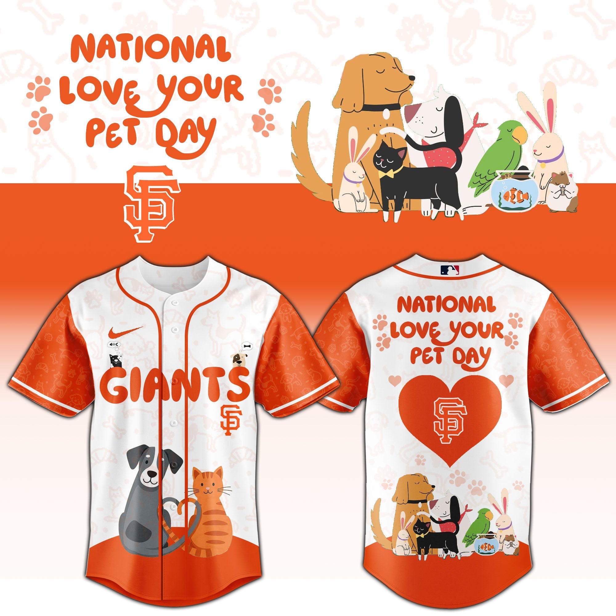 SF Giants special National Love Your Pet Day Limited Edition Jersey