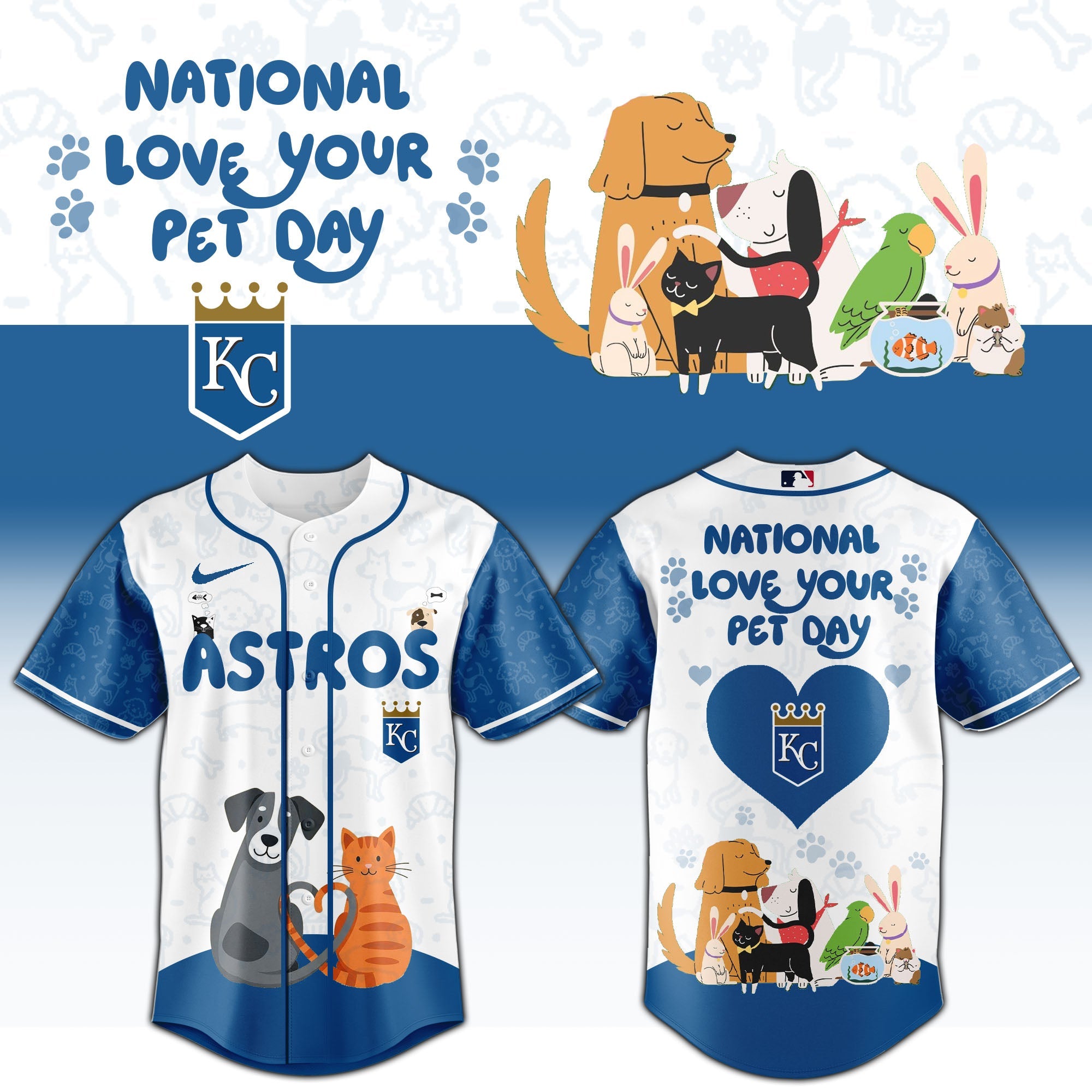 KC Royals special National Love Your Pet Day Limited Edition Jersey