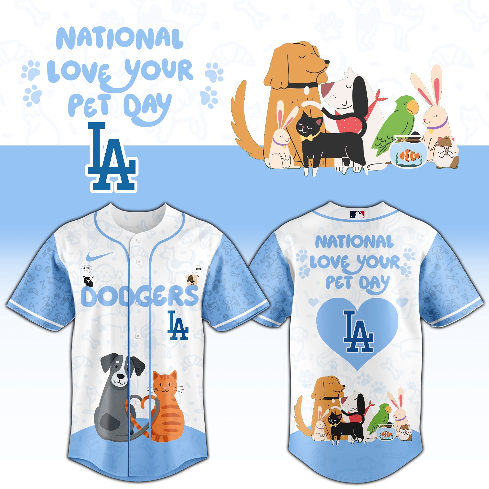LAD Dodgers special National Love Your Pet Day Limited Edition Jersey