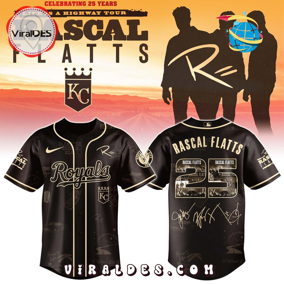 Kansas City Royals MLB x Rascal Flatts Life Is a Highway Tour Jersey