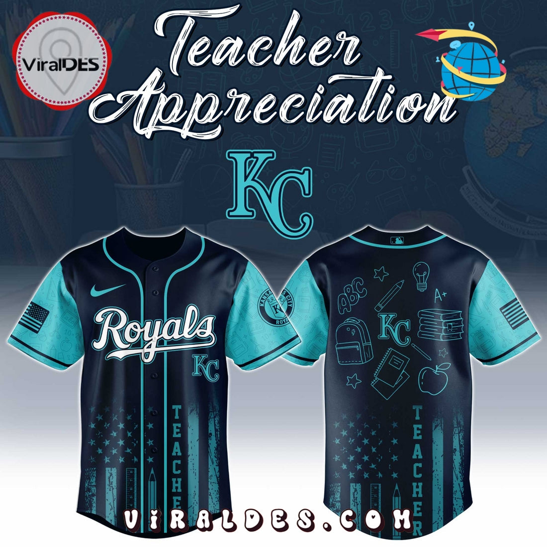 Kansas City Royals MLB x Teacher Appreciation Day Baseball Jersey