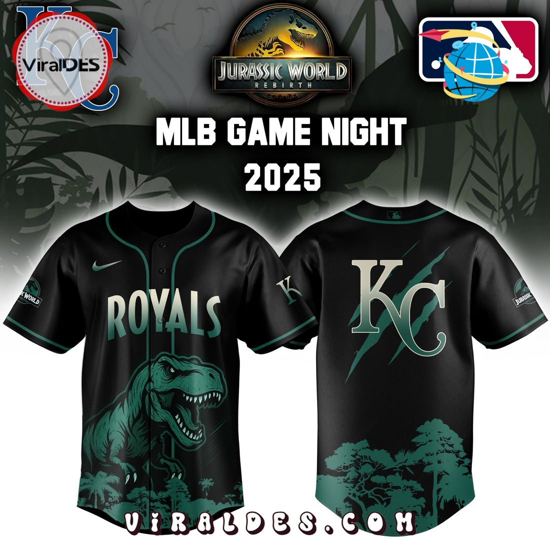 Kansas City Royals x Jurassic World Baseball Jersey