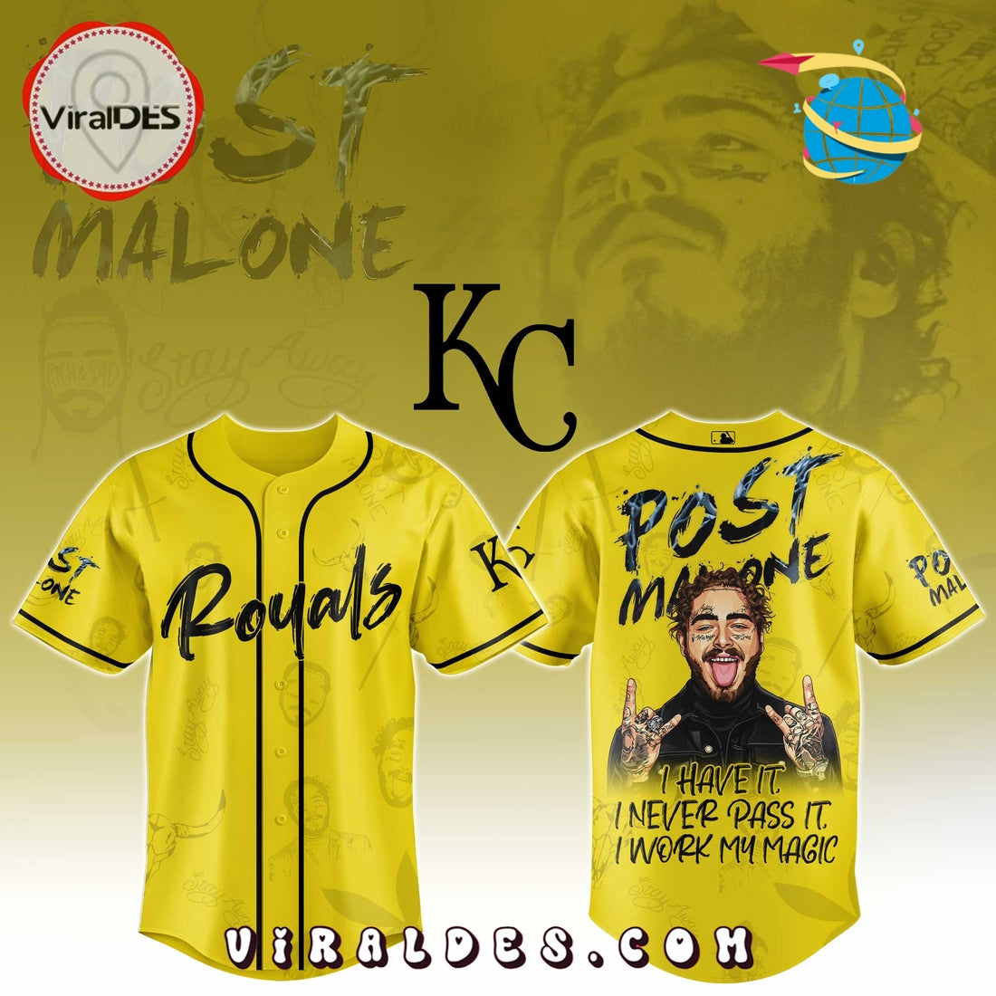 KC Royals x Post Malone Tour Baseball Jersey
