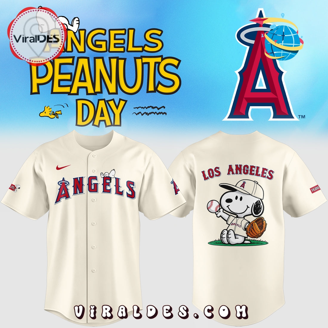 LA Angels Peanuts Snoopy Special Edition Baseball Jersey