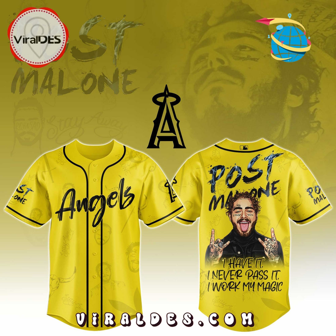 LA Angels x Post Malone Tour Baseball Jersey