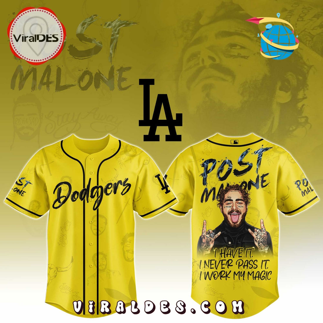 LA Dodgers x Post Malone Tour Baseball Jersey