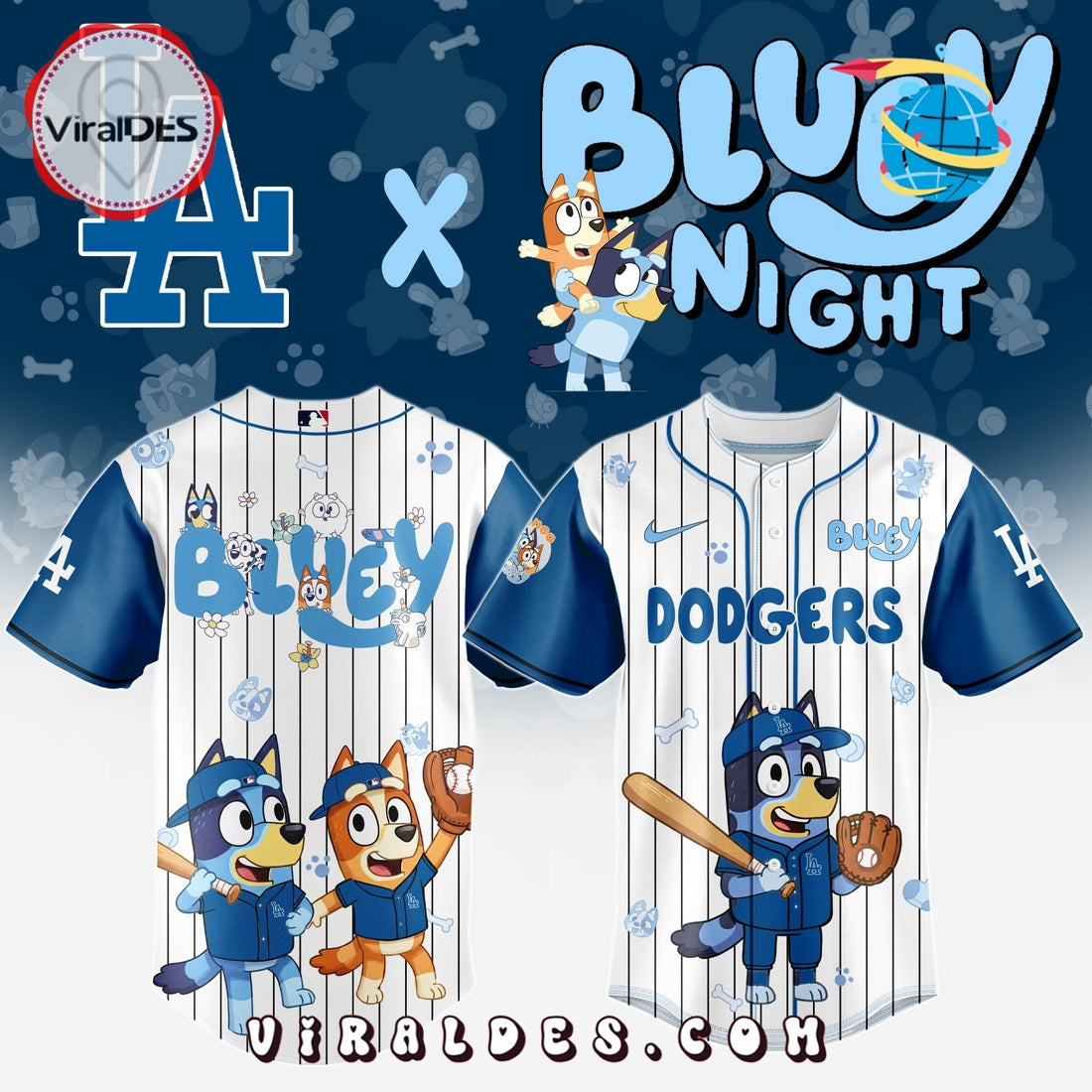 Los Angeles Dodgers MLB Bluey And Bingo Baseball Jersey