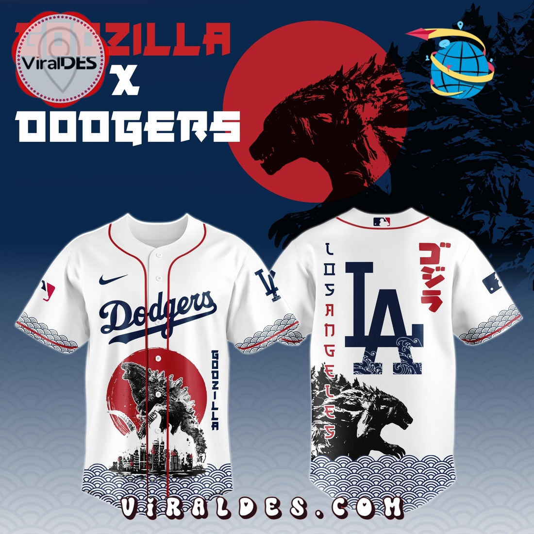 Los Angeles Dodgers MLB x Godzilla Baseball Jersey