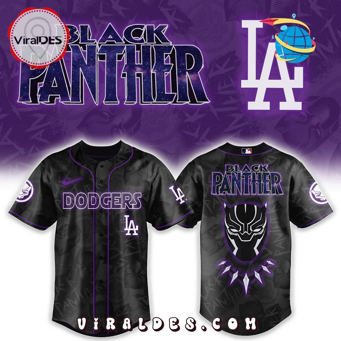 Los Angeles Dodgers x Black Panther Avengers Baseball Jersey