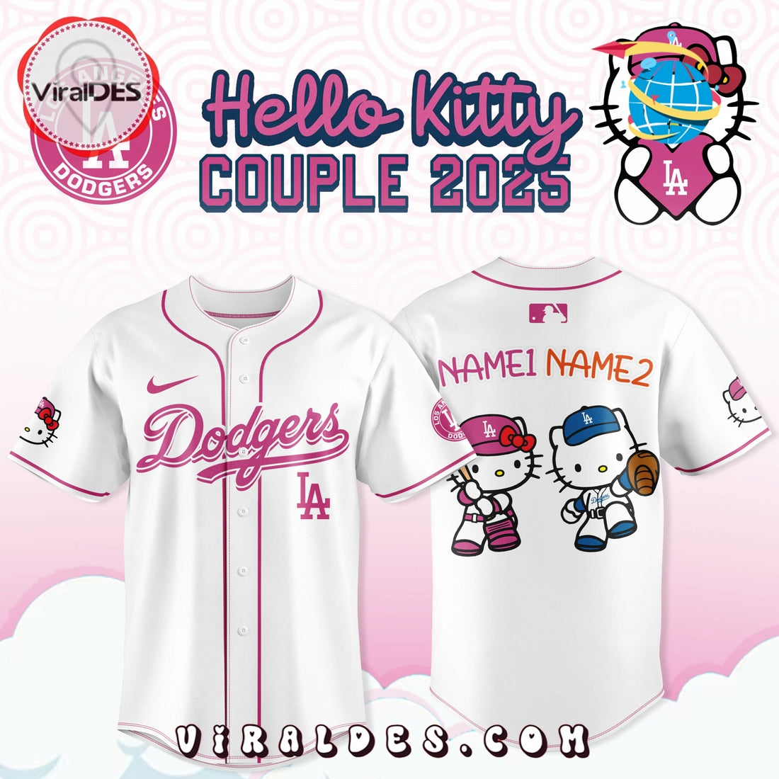 Los Angeles Dodgers x Hello Kitty Couple Baseball Jersey