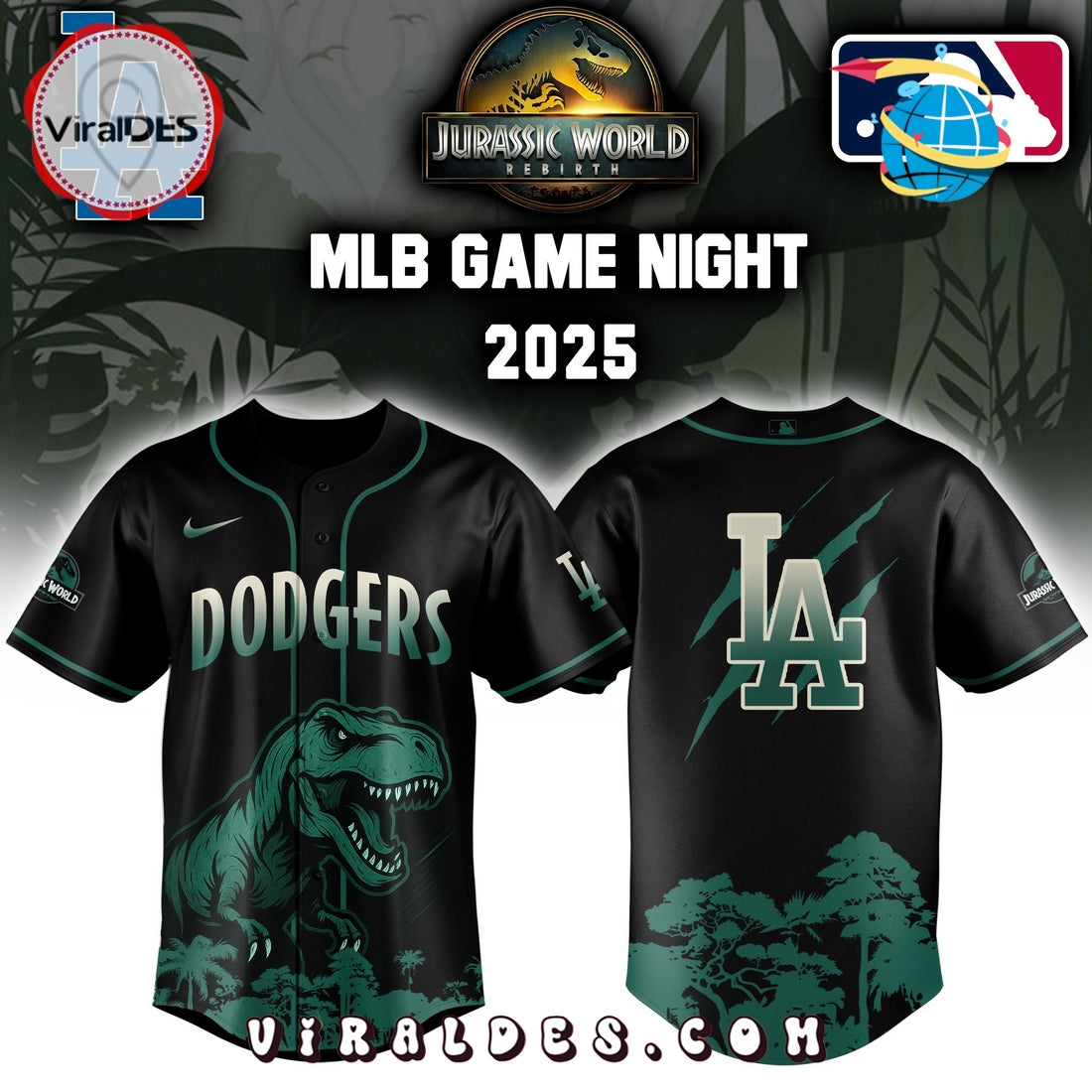 Los Angeles Dodgers x Jurassic World Baseball Jersey