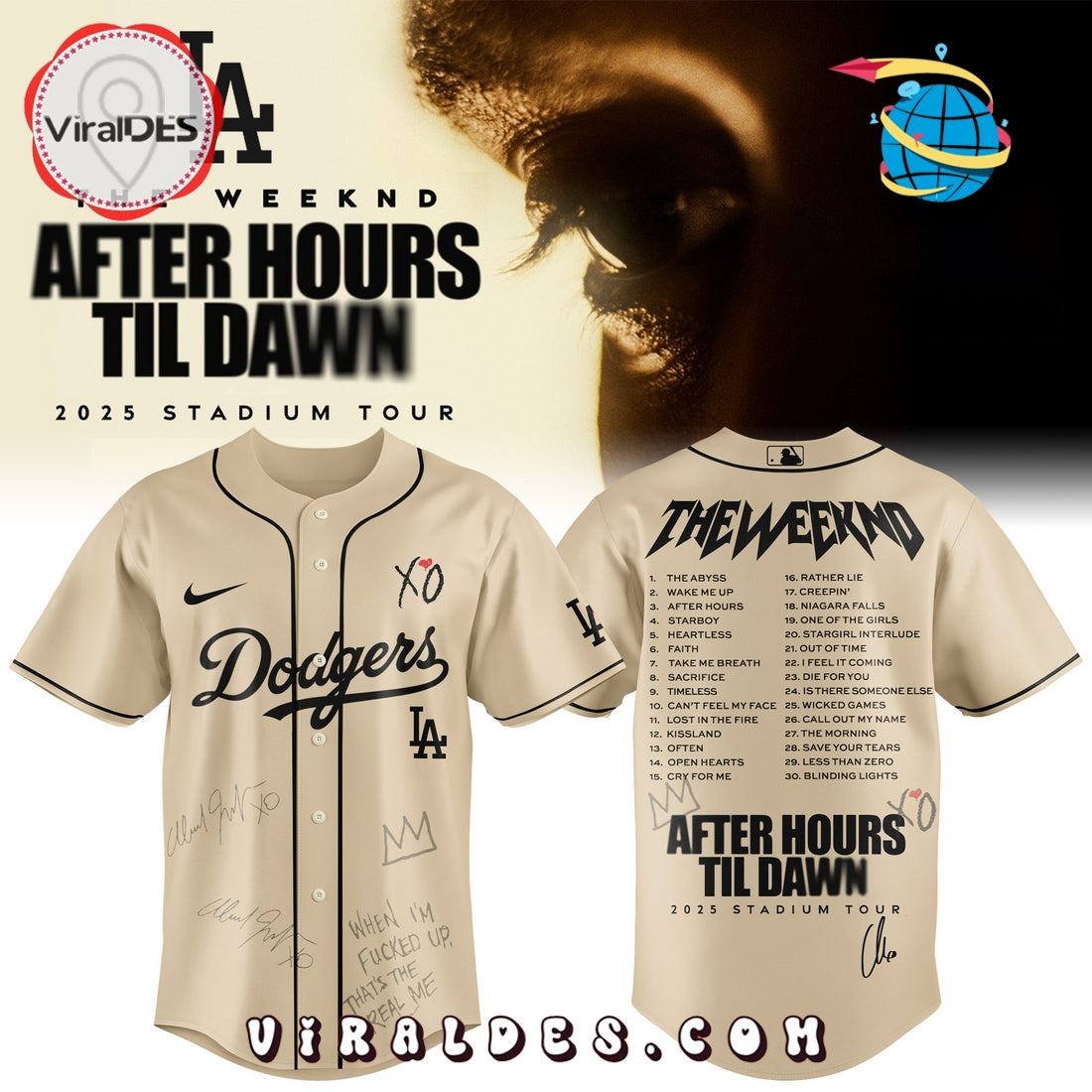 Los Angeles Dodgers x The Weeknd After Hours Til Dawn Baseball Jersey