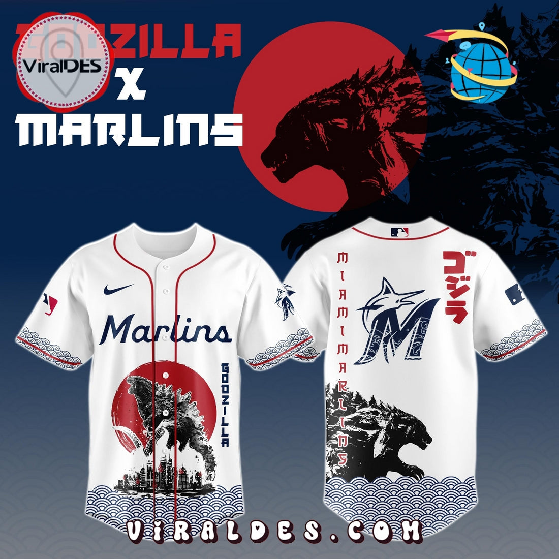 Miami Marlins MLB x Godzilla Baseball Jersey
