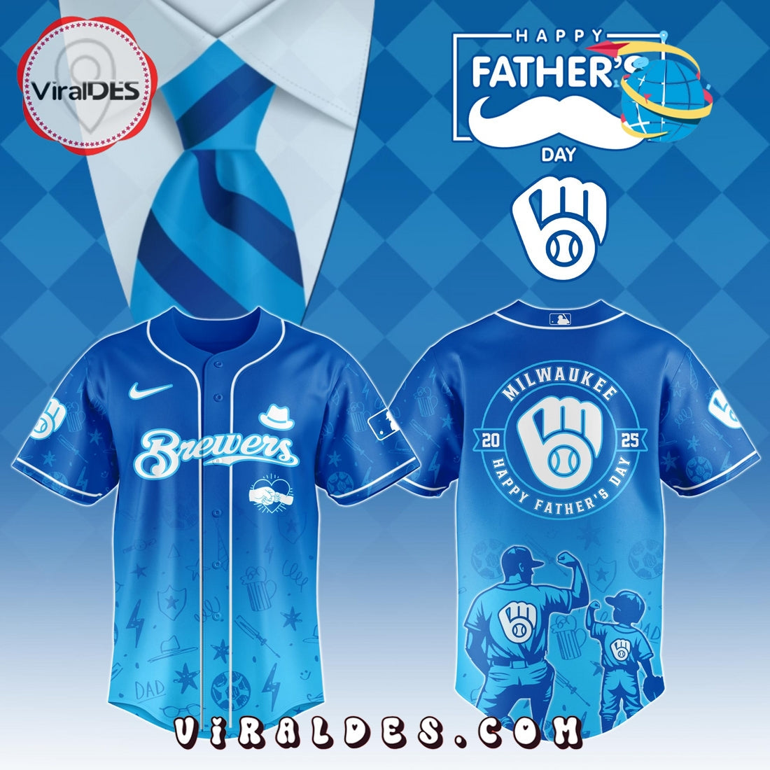 Milwaukee Brewers Father's Day Baseball Jersey