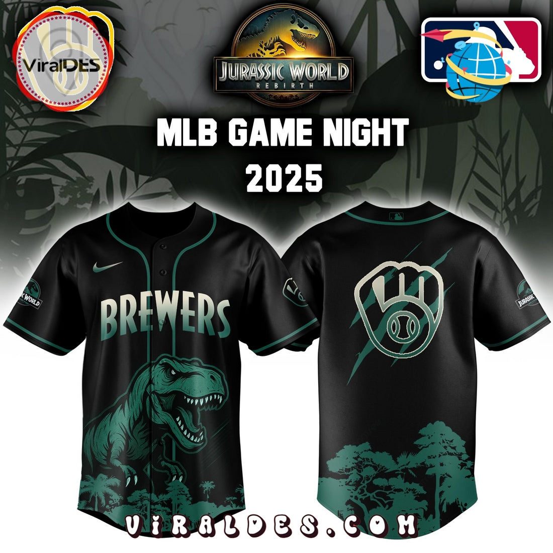 Milwaukee Brewers x Jurassic World Baseball Jersey