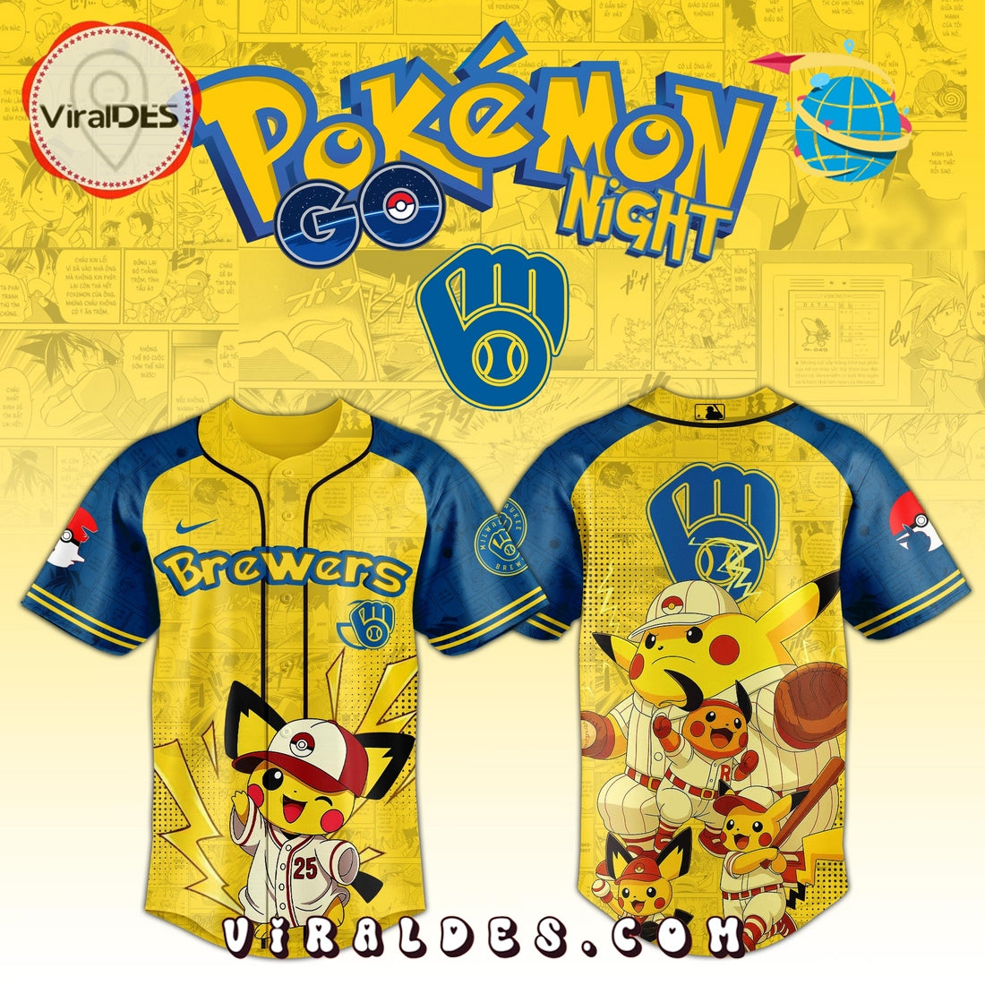 Milwaukee Brewers x Pokémon GO Night Limited Edition Jersey