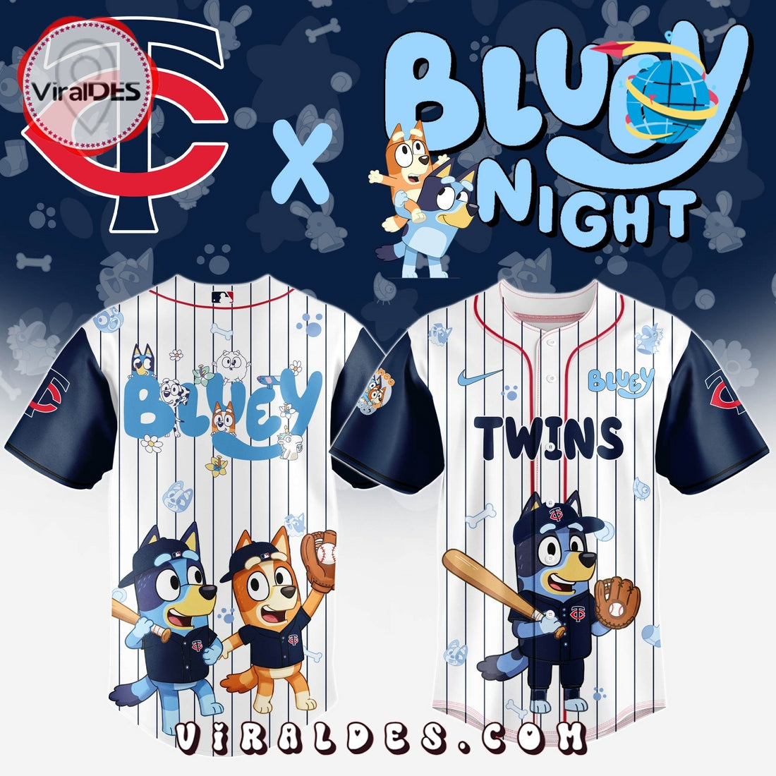 Minnesota Twins MLB Bluey And Bingo Baseball Jersey