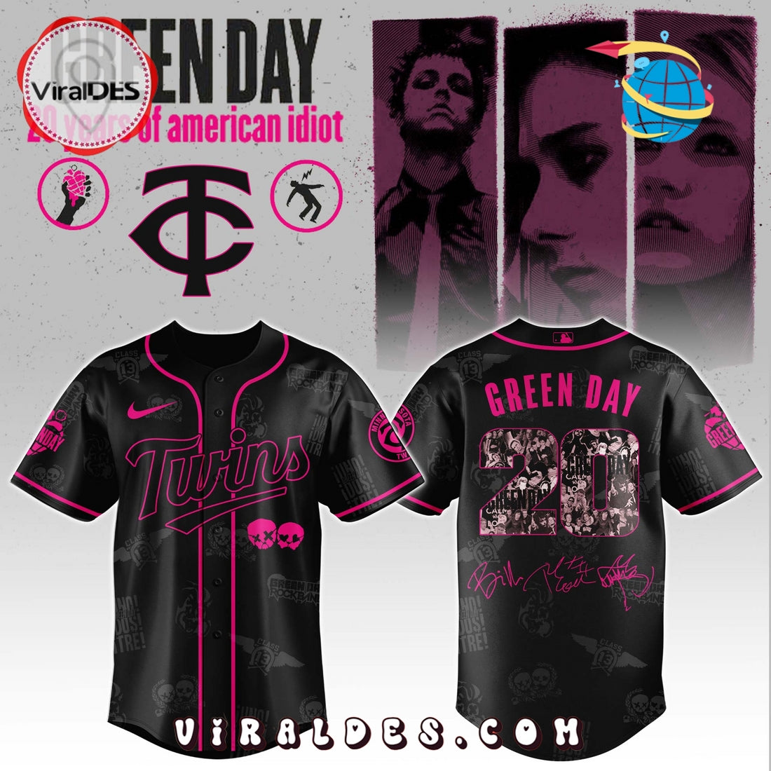 Minnesota Twins MLB x Green Day 20th Anniversary Baseball Jersey
