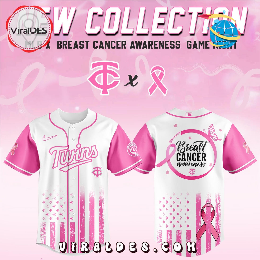 Minnesota Twins x Breast Cancer Awareness Game Night Baseball Jersey