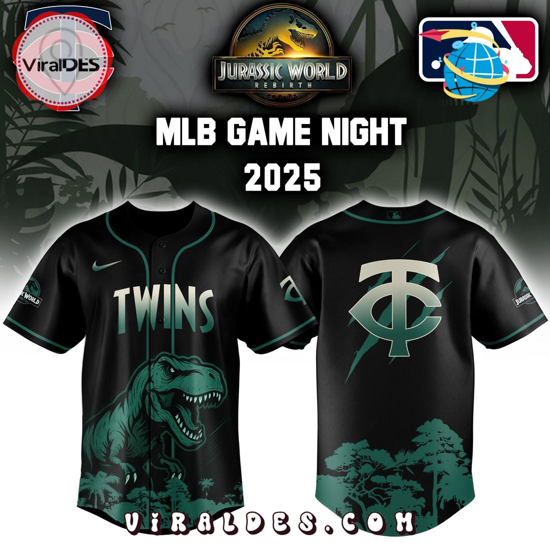 Minnesota Twins x Jurassic World Baseball Jersey