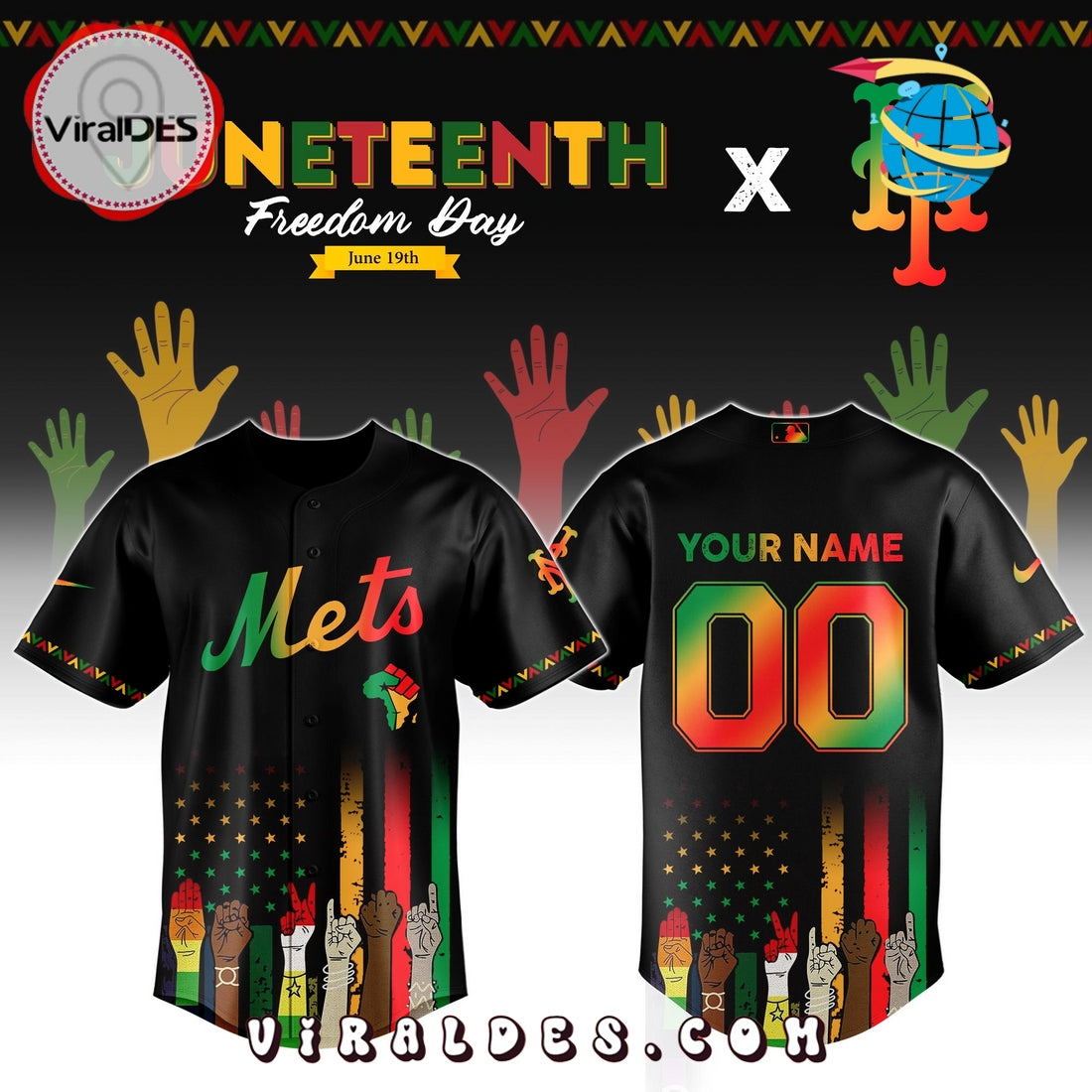 New York Mets Custom MLB Juneteenth Baseball Jersey