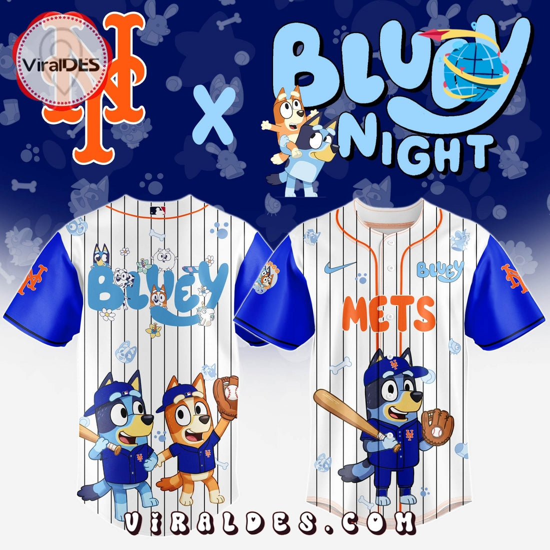 New York Mets MLB Bluey And Bingo Baseball Jersey