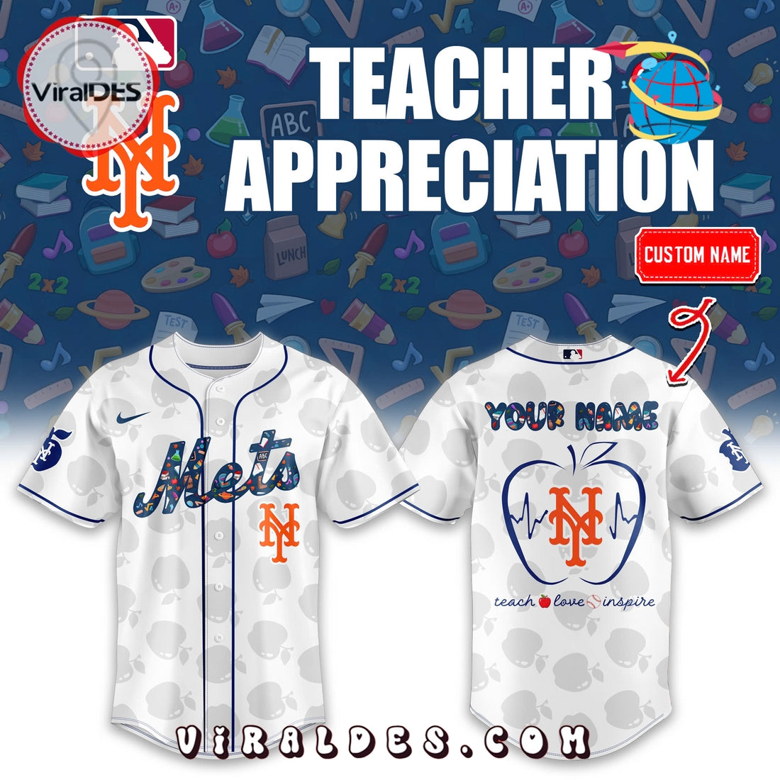 New York Mets MLB Teacher Appreciation Baseball Jersey