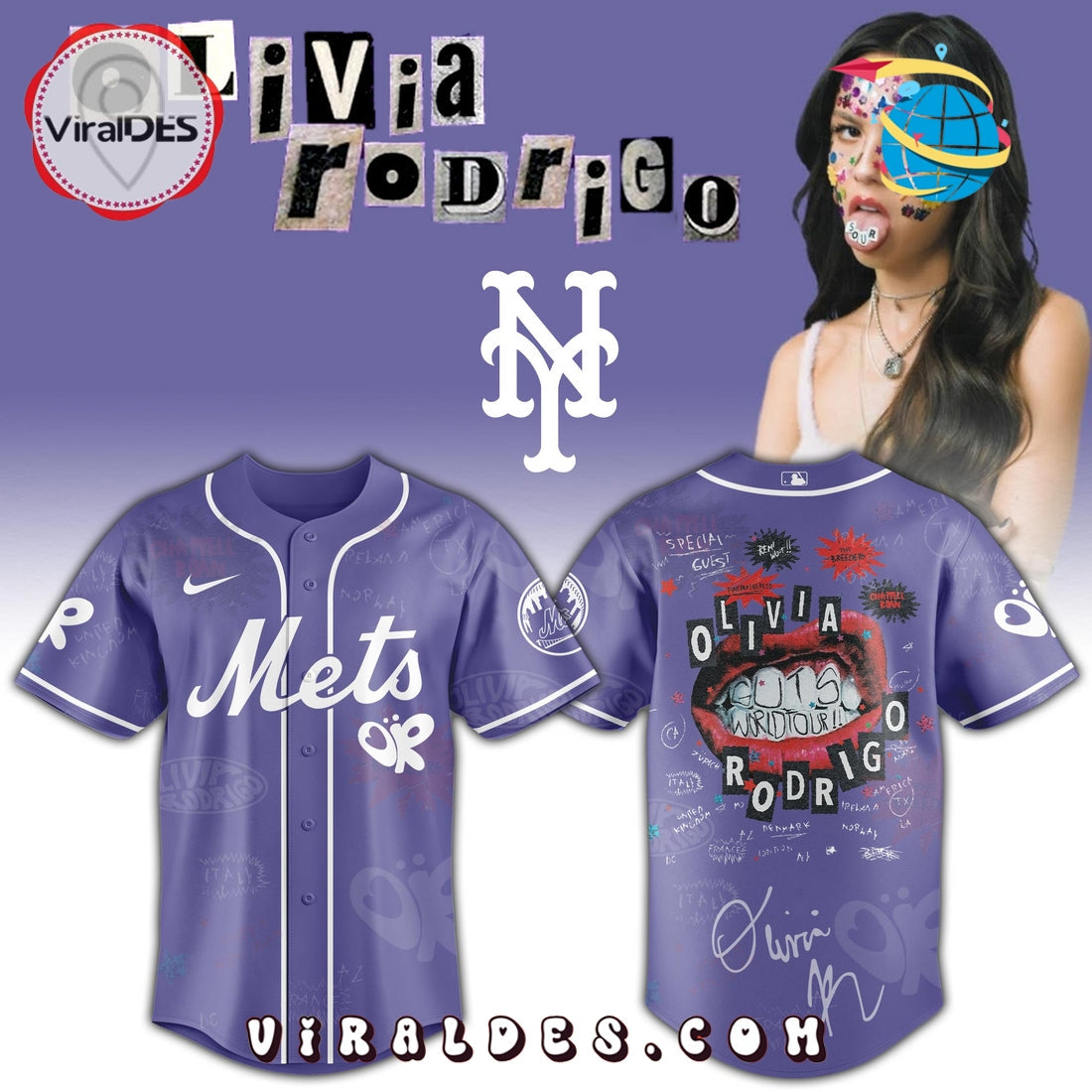 New York Mets MLB x Olivia Rodrigo Guts World Tour Jersey