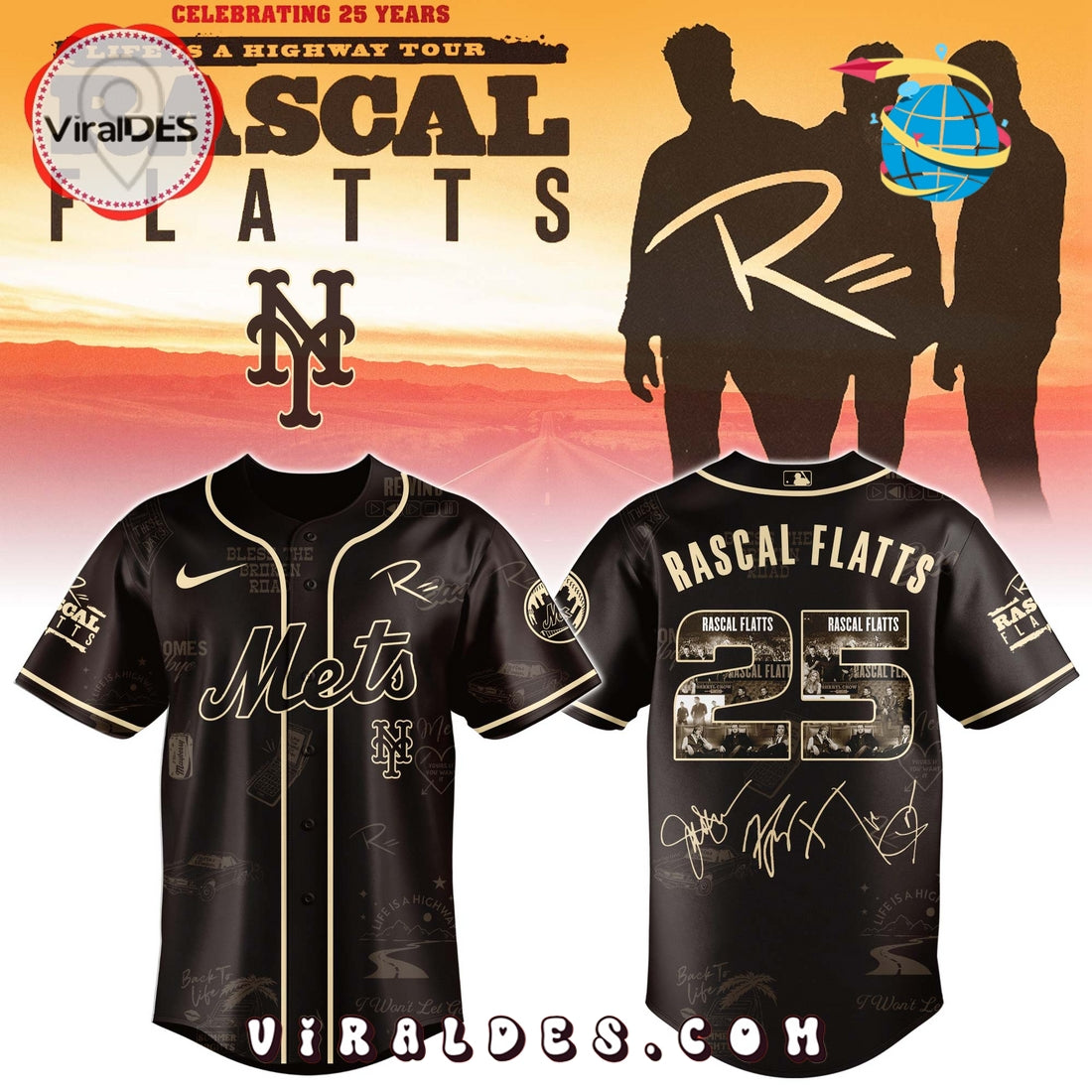 New York Mets MLB x Rascal Flatts Life Is a Highway Tour Jersey