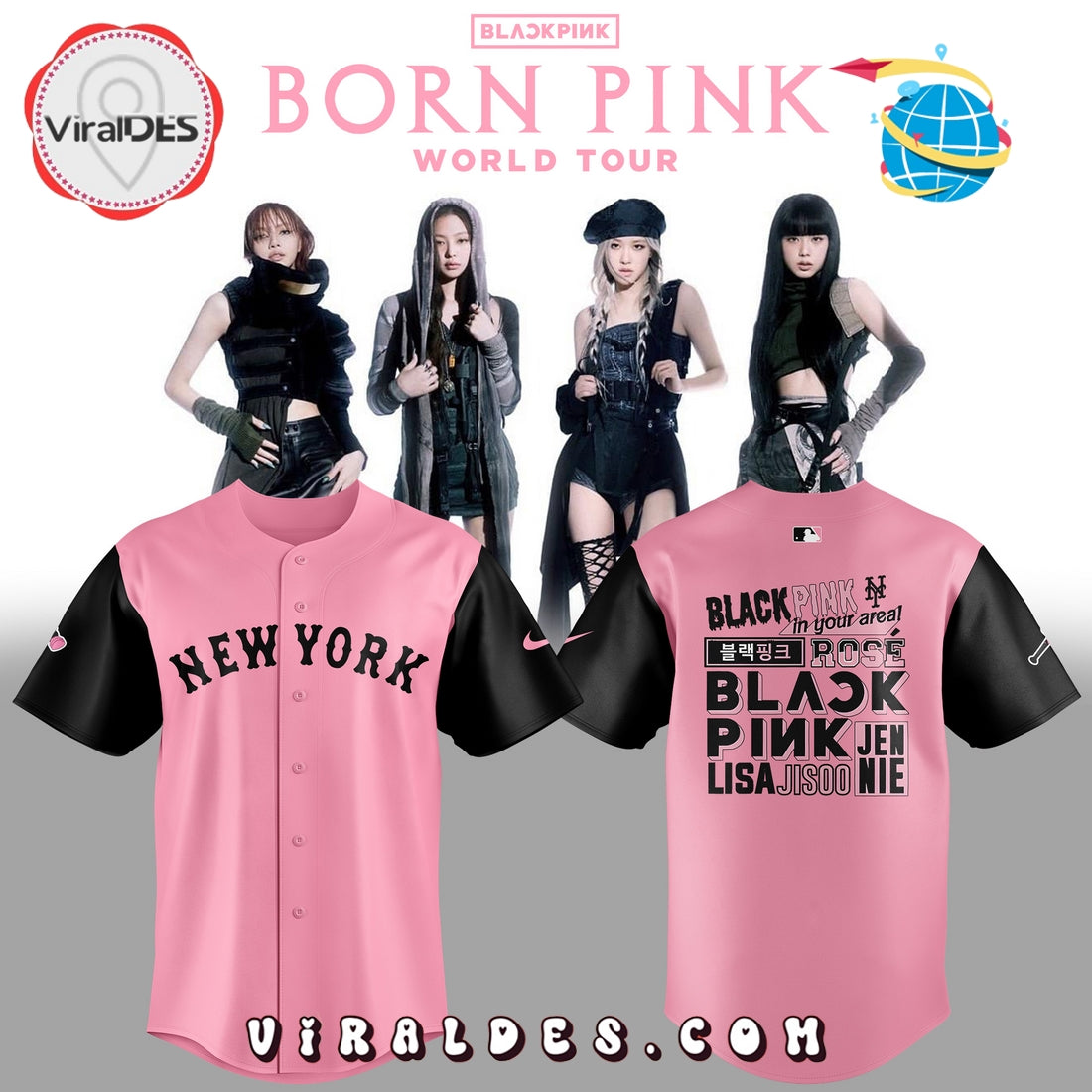New York Mets x Blackpink World Tour Baseball Jersey