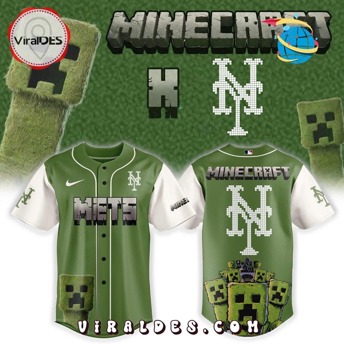 New York Mets x MineCraft MLB Baseball Jersey