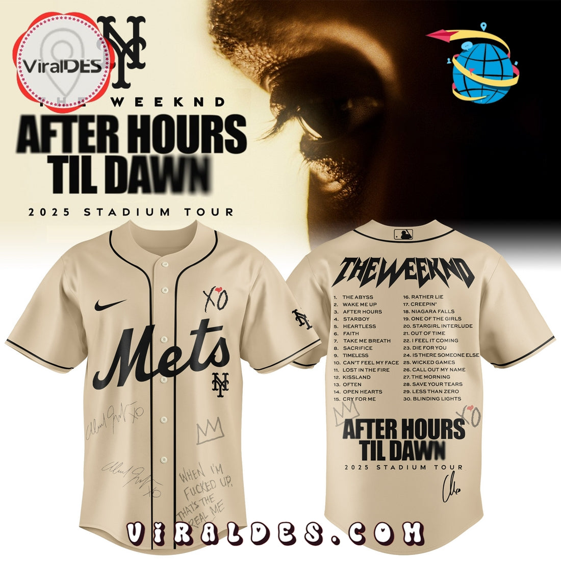 New York Mets x The Weeknd After Hours Til Dawn Baseball Jersey