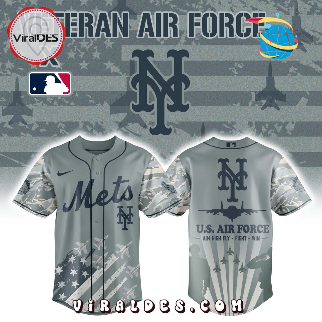 New York Mets x Veteran U.S Air Force MLB Baseball Jersey