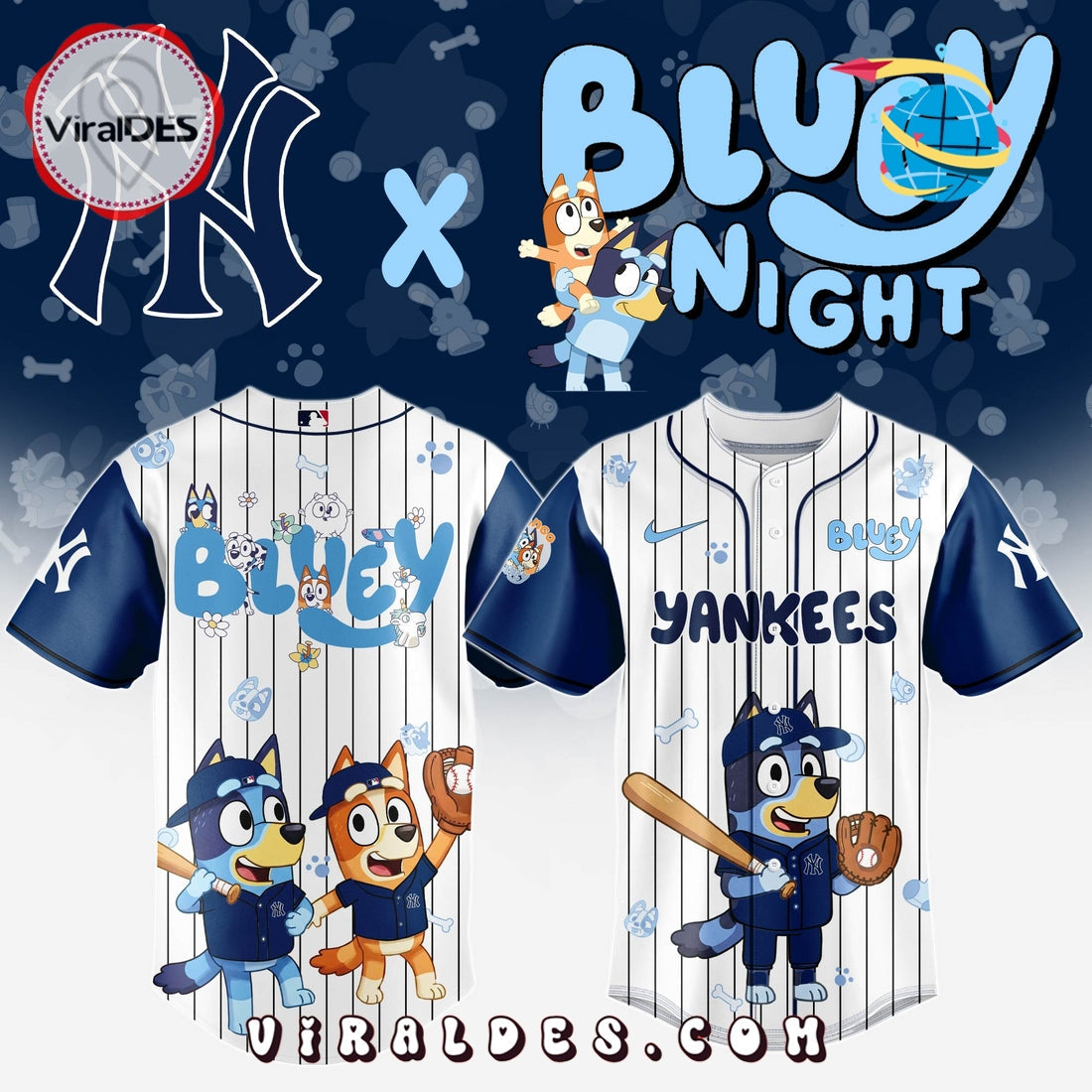 New York Yankees MLB Bluey And Bingo Baseball Jersey