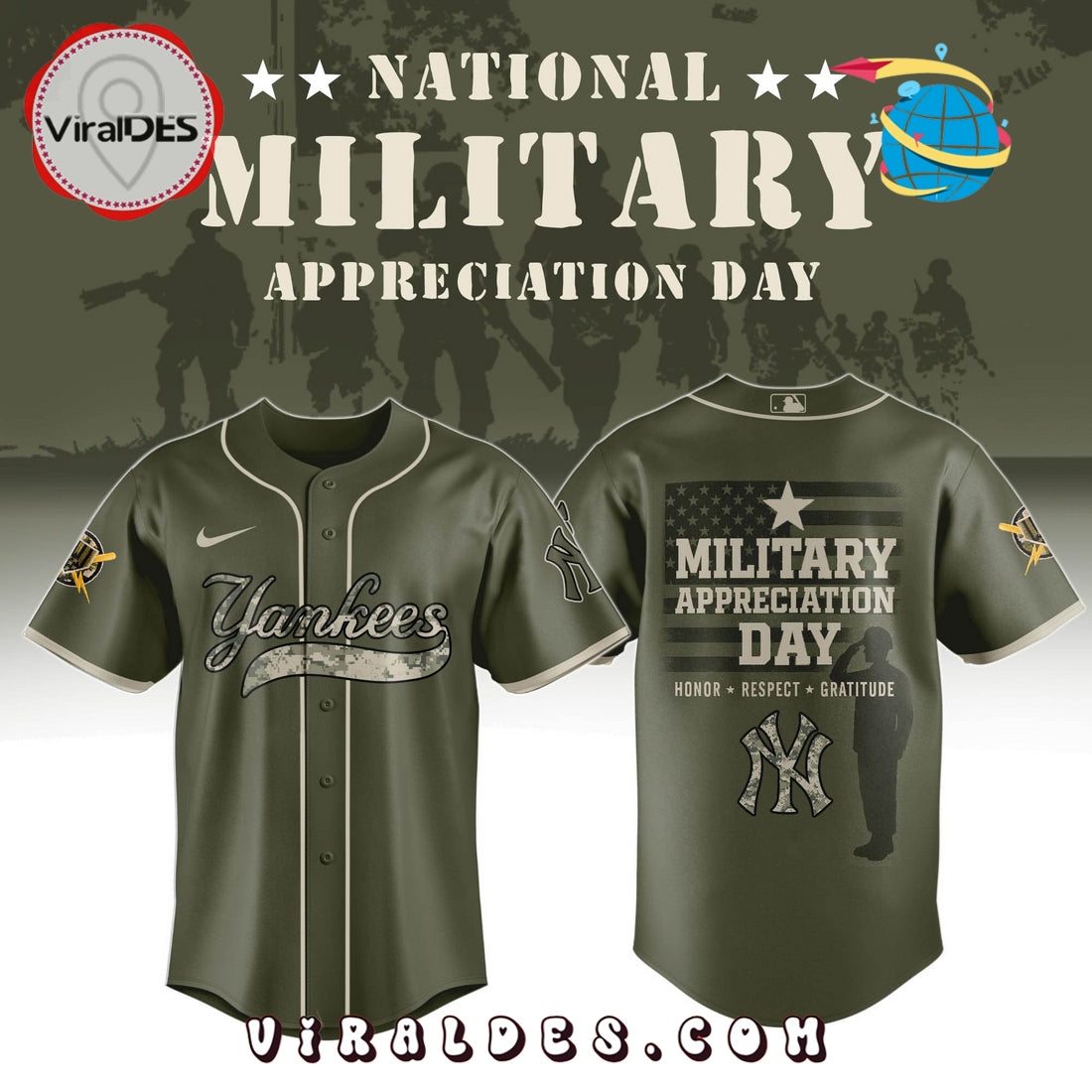 New York Yankees MLB Military Appreciation Day Baseball Jersey