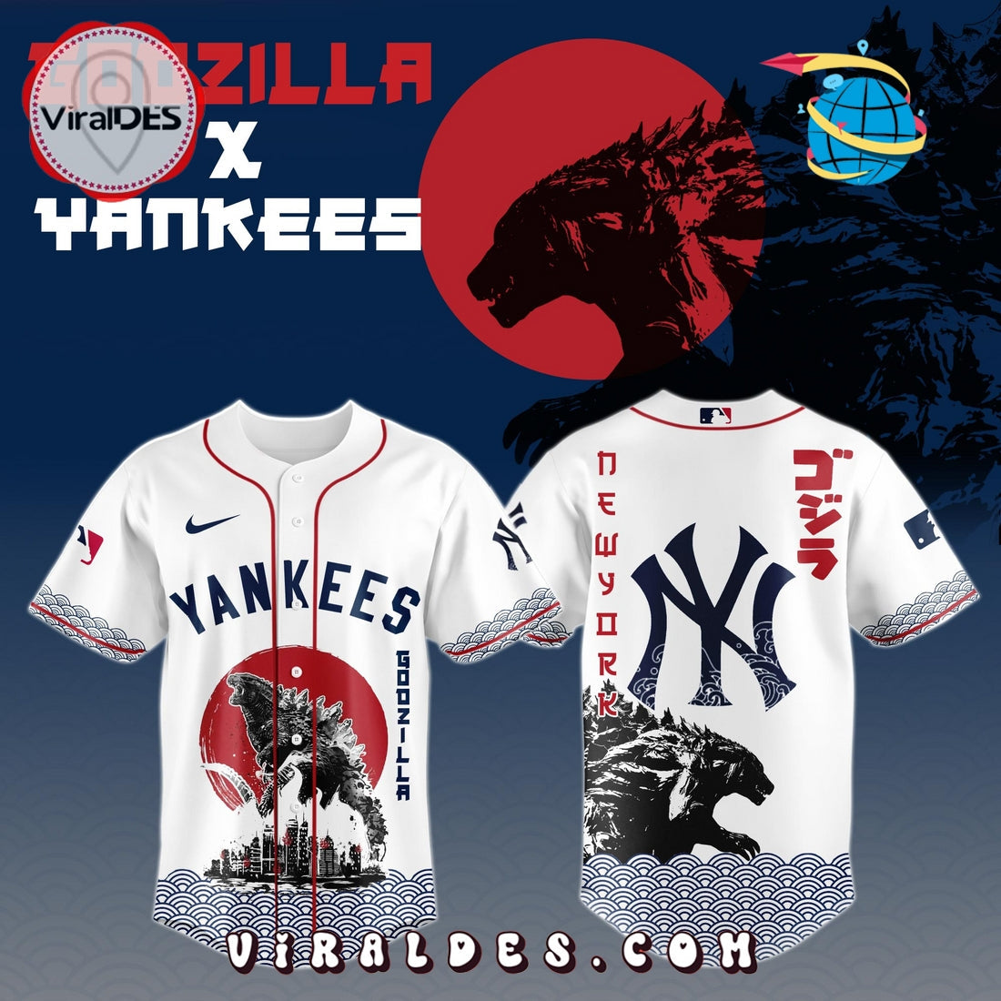 New York Yankees MLB x Godzilla Baseball Jersey