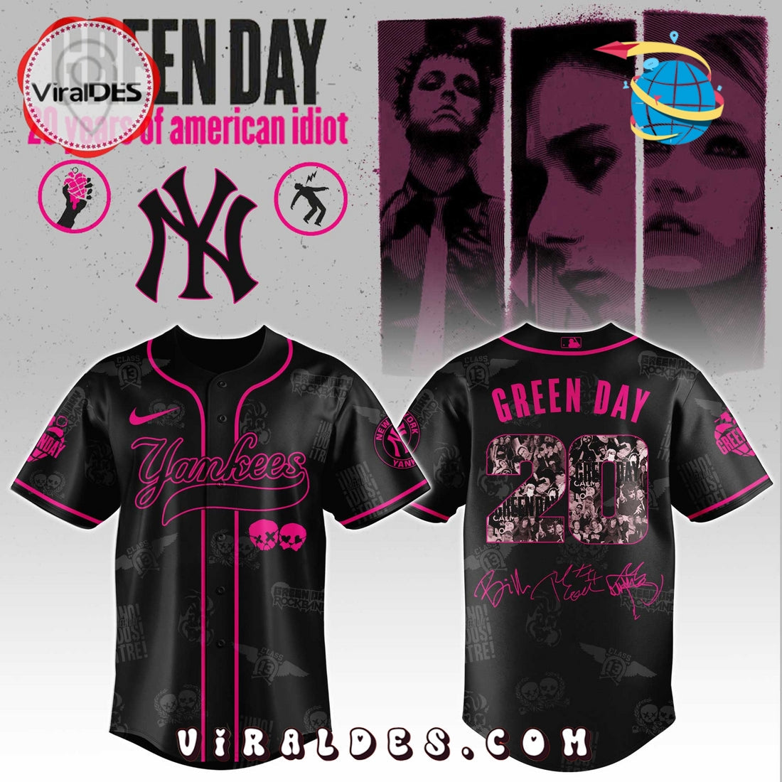 New York Yankees MLB x Green Day 20th Anniversary Baseball Jersey