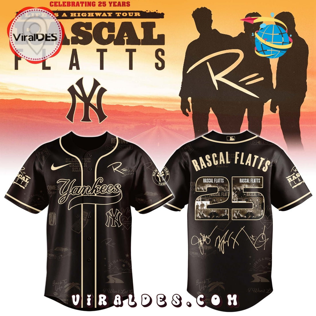 New York Yankees MLB x Rascal Flatts Life Is a Highway Tour Jersey