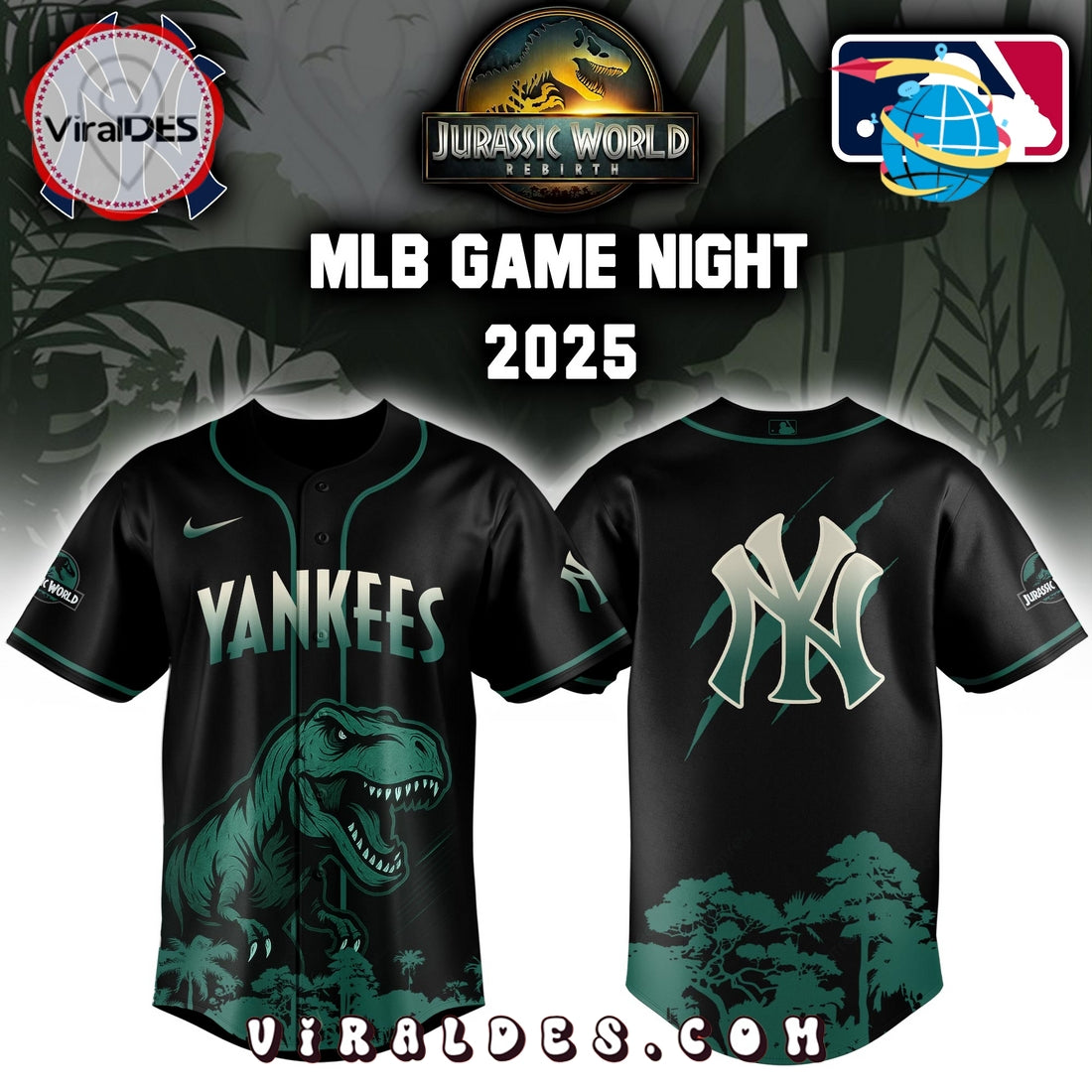 New York Yankees x Jurassic World Baseball Jersey