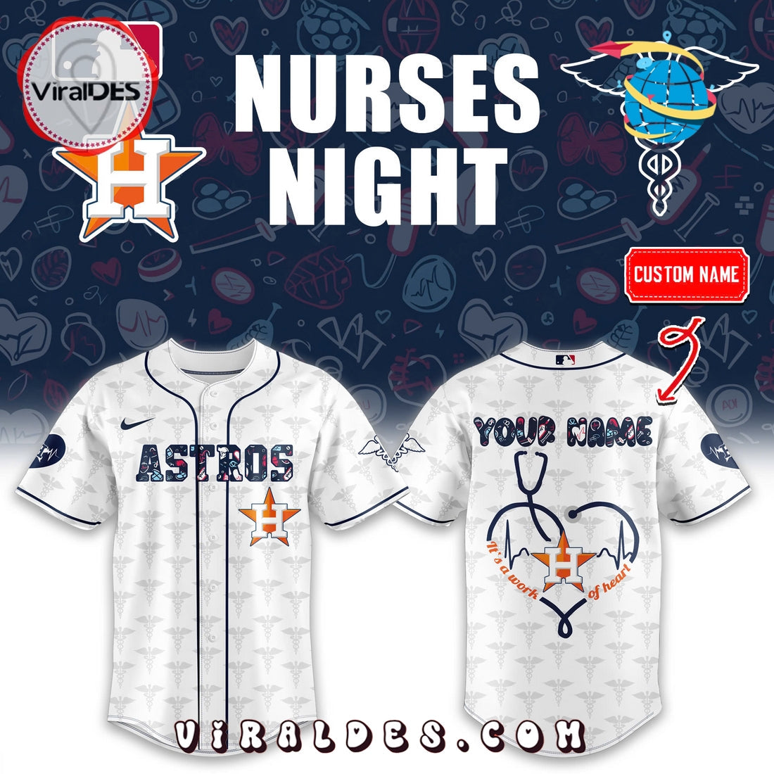 Nurses Night x Houston Astros Custom Baseball Jersey