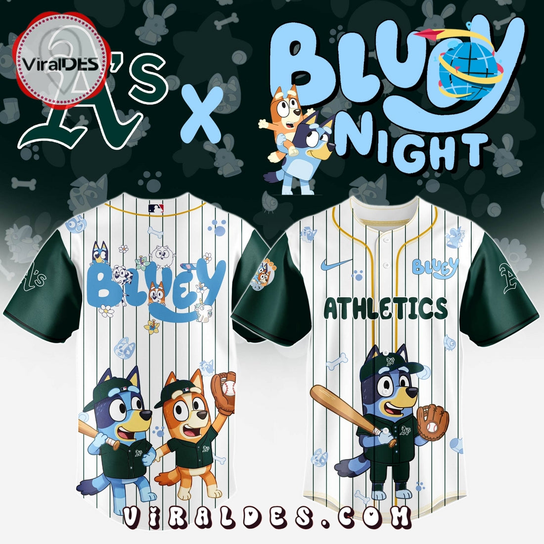 Oakland Athletics MLB Bluey And Bingo Baseball Jersey