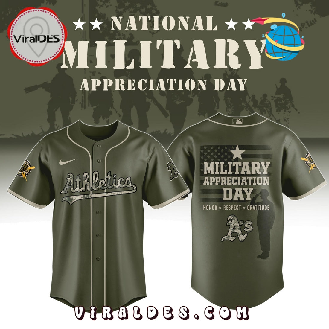 Oakland Athletics MLB Military Appreciation Day Baseball Jersey