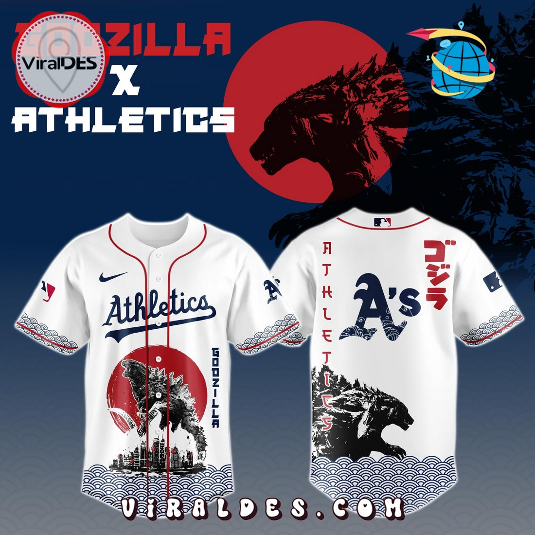 Oakland Athletics MLB x Godzilla Baseball Jersey