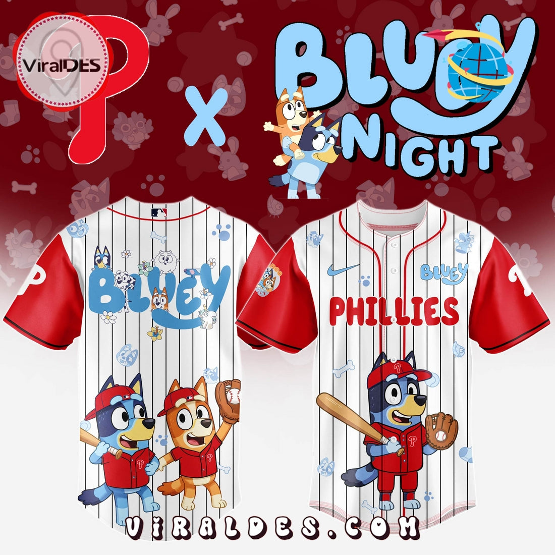Philadelphia Phillies MLB Bluey And Bingo Baseball Jersey