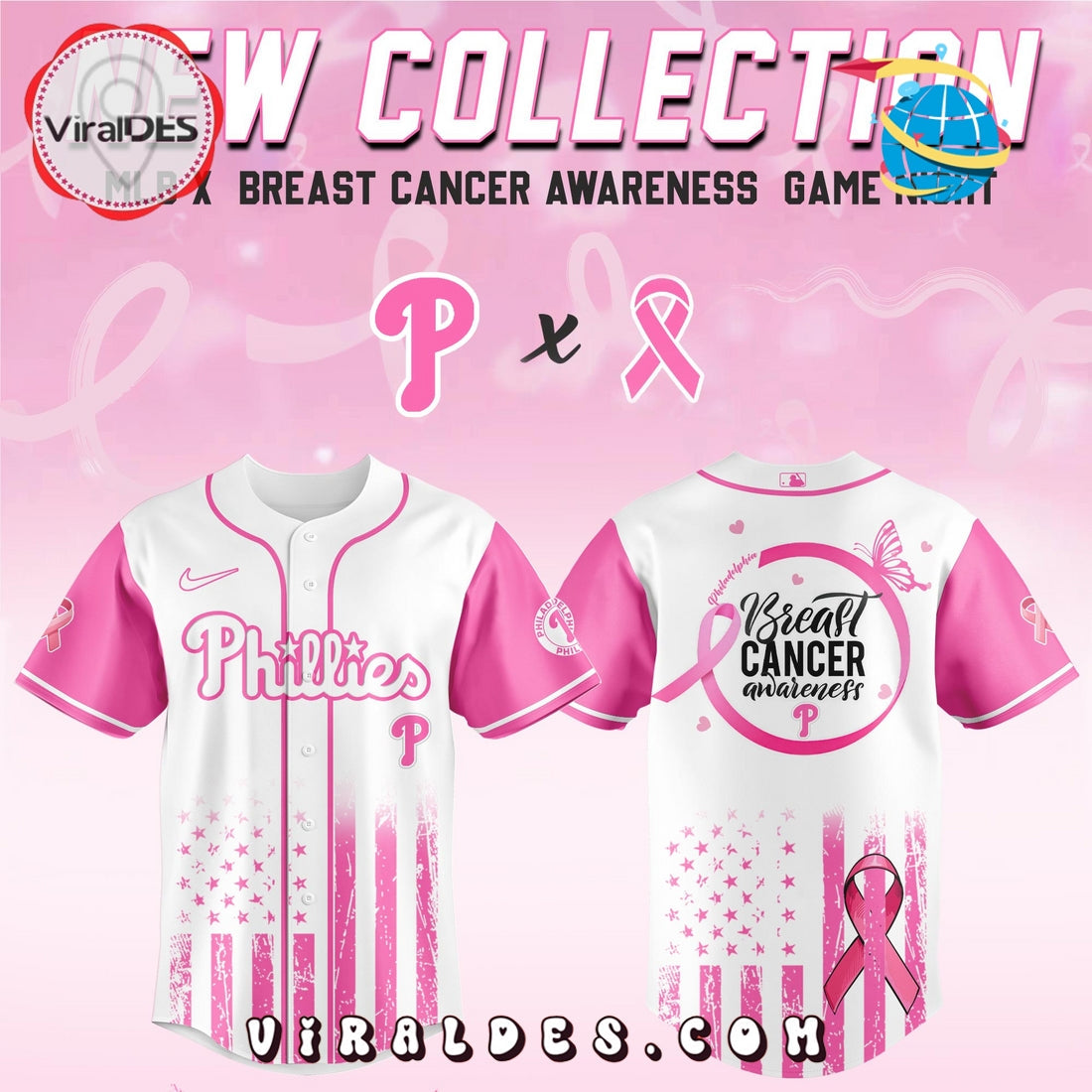 Philadelphia Phillies x Breast Cancer Awareness Game Night Baseball Jersey
